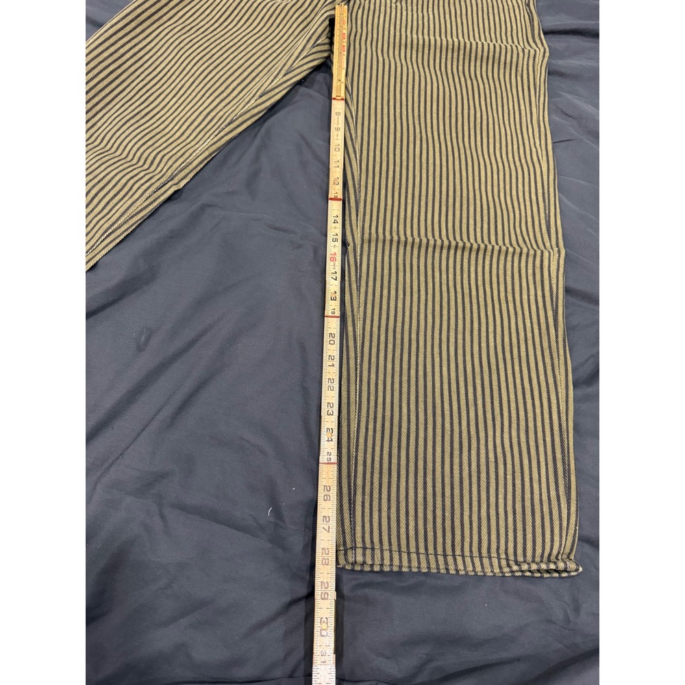 Stussy Big Ol Jeans Olive Black Striped Denim Straight Leg Pants Mens 30x30 NWT - Picture 6 of 7